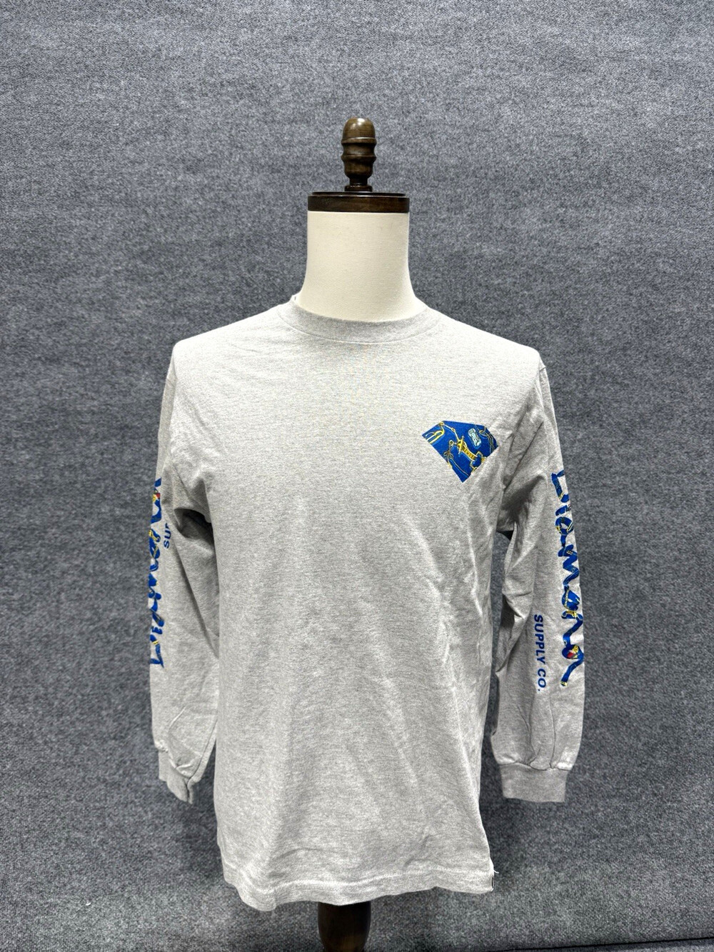 Diamond Supply Co Long Sleeve T Shirt Mens M Gray Nautical Graphic Made USA